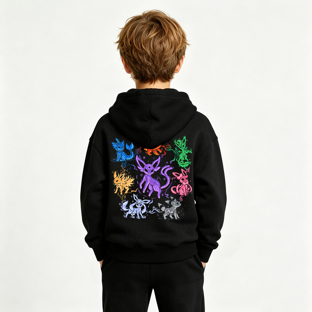 Pokémon Eevee Anime Graphic Hoodie for Kids Cartoon Print Cotton Tee