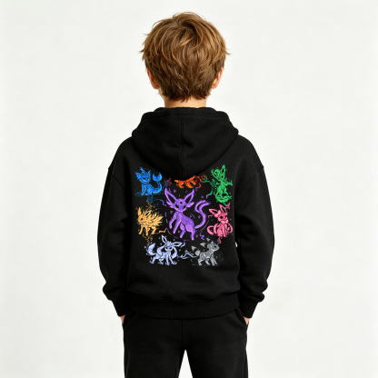 Pokémon Eevee Anime Graphic Hoodie for Kids Cartoon Print Cotton Tee