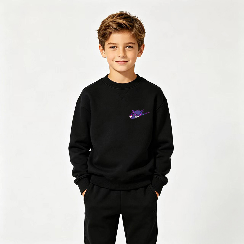 Pokémon Anime Graphic Crewneck Sweatshirt for Gengar Kids Cartoon Print Cotton Tee