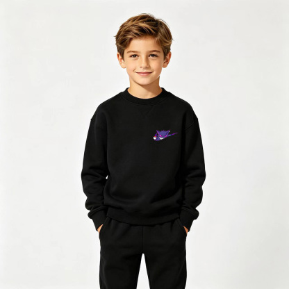 Pokémon Anime Graphic Crewneck Sweatshirt for Gengar Kids Cartoon Print Cotton Tee