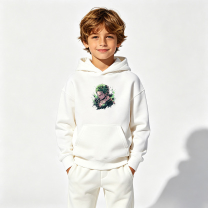 One Piece Anime Graphic Hoodie for Zoro Kids Cartoon Print Cotton Tee