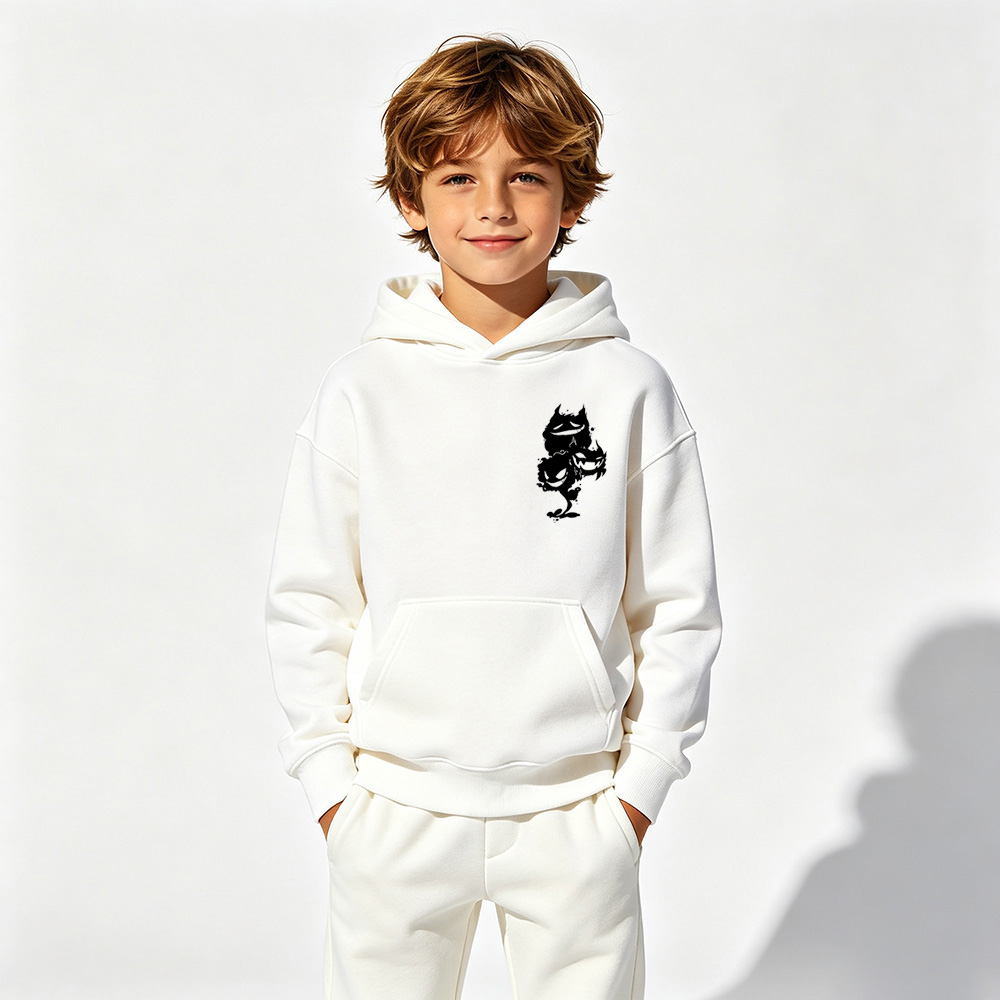 Pokémon Anime Graphic Hoodie for Gengar Kids Cartoon Print Cotton Tee