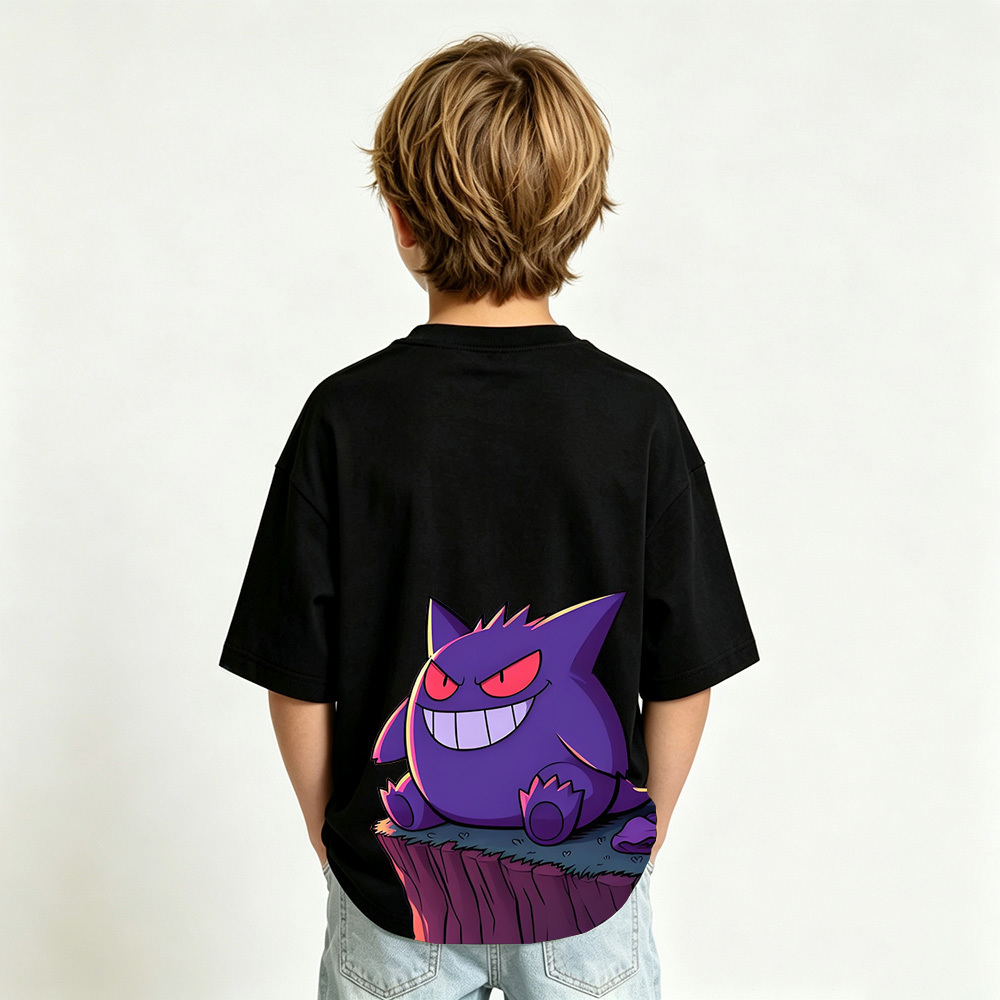 Pokémon Anime Graphic T-Shirt for Gengar Kids Cartoon Print Cotton Tee