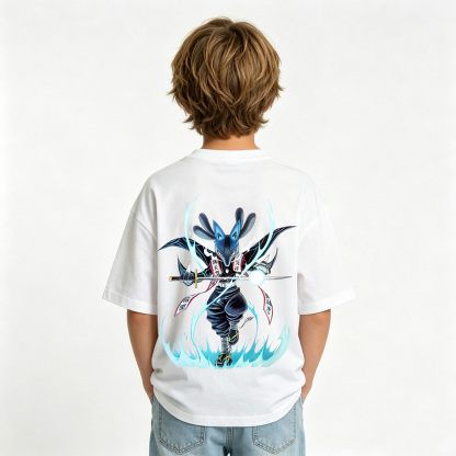 Pokémon Anime Graphic T-Shirt for Lucario Kids Cartoon Print Cotton Tee