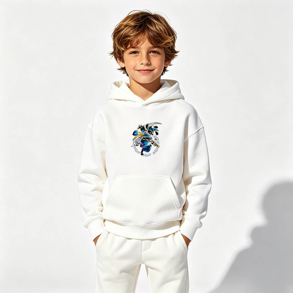 Pokémon Anime Graphic Hoodie for Lucario Kids Cartoon Print Cotton Tee