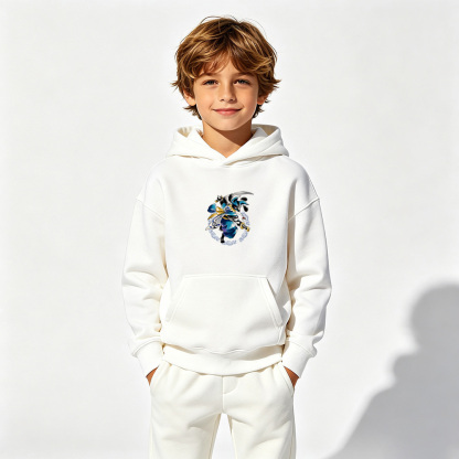 Pokémon Anime Graphic Hoodie for Lucario Kids Cartoon Print Cotton Tee