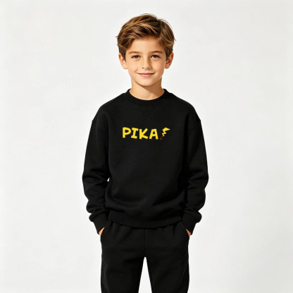 Pokémon Anime Graphic Crewneck Sweatshirt for Pikachu Kids Cartoon Print Cotton Tee