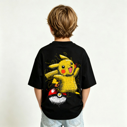 Pokémon Anime Graphic T-Shirt for Pikachu Kids Cartoon Print Cotton Tee