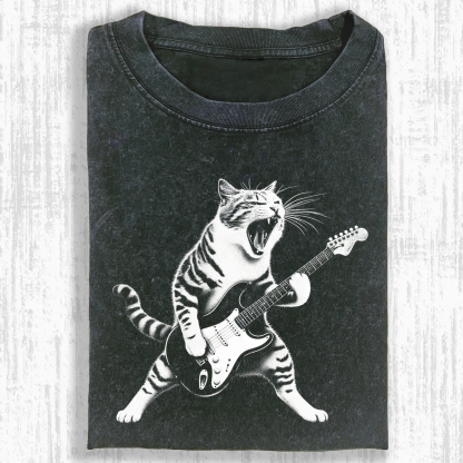 ROCK N' ROLL CAT  T-SHIRT-ComicClothe