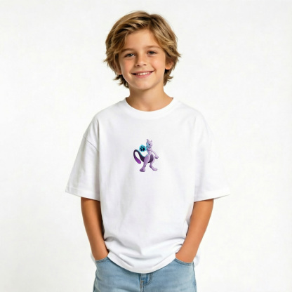 Pokémon Anime Graphic T-Shirt for Mewtwo Kids Cartoon Print Cotton Tee