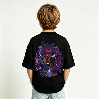 Pokémon Anime Graphic T-Shirt for Gengar Kids Cartoon Print Cotton Tee