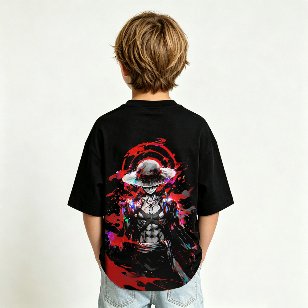 One Piece Anime Graphic T-Shirt for Luffy Kids Cartoon Print Cotton Tee