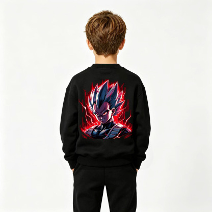 Dragon Ball Anime Graphic Crewneck Sweatshirt for Vegeta Kids Cartoon Print Cotton Tee