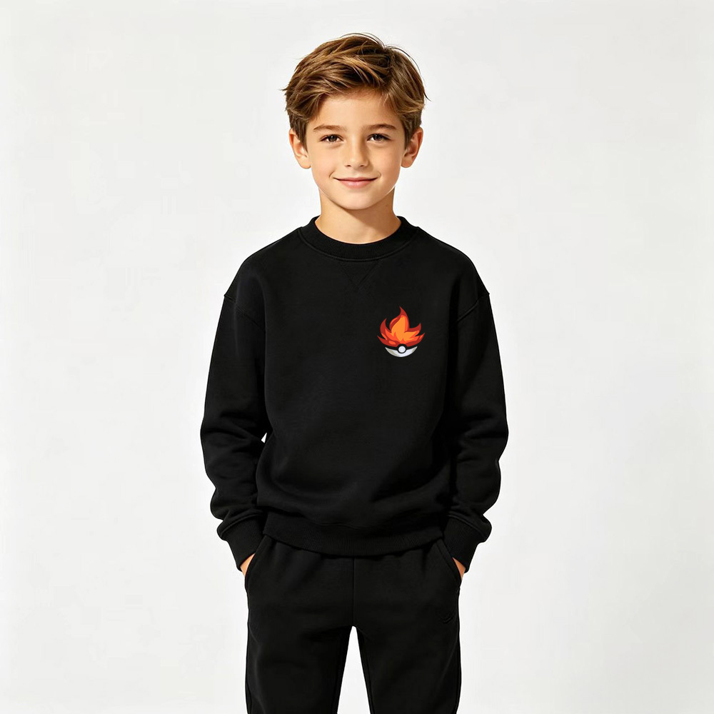 Pokémon Anime Graphic Crewneck Sweatshirt for Infernape Kids Cartoon Print Cotton Tee