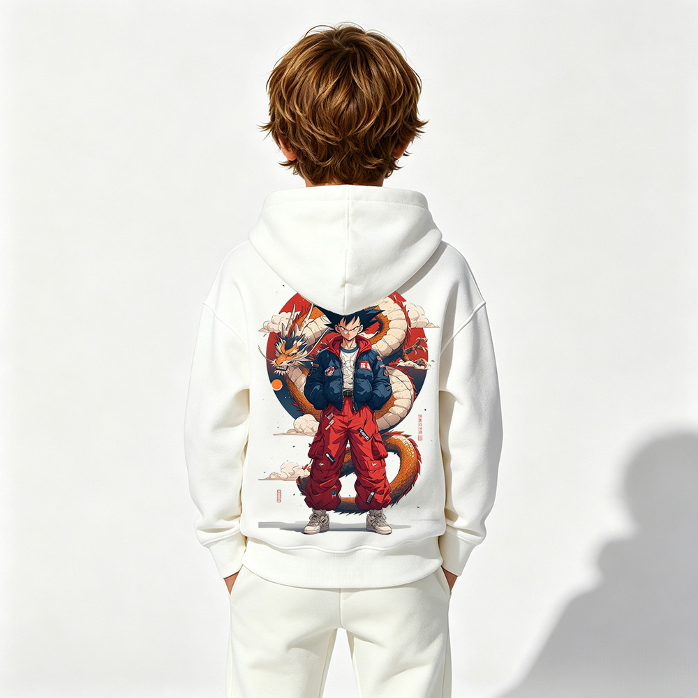 Dragon Ball Anime Graphic Hoodie for Goku Kids Cartoon Print Cotton Tee