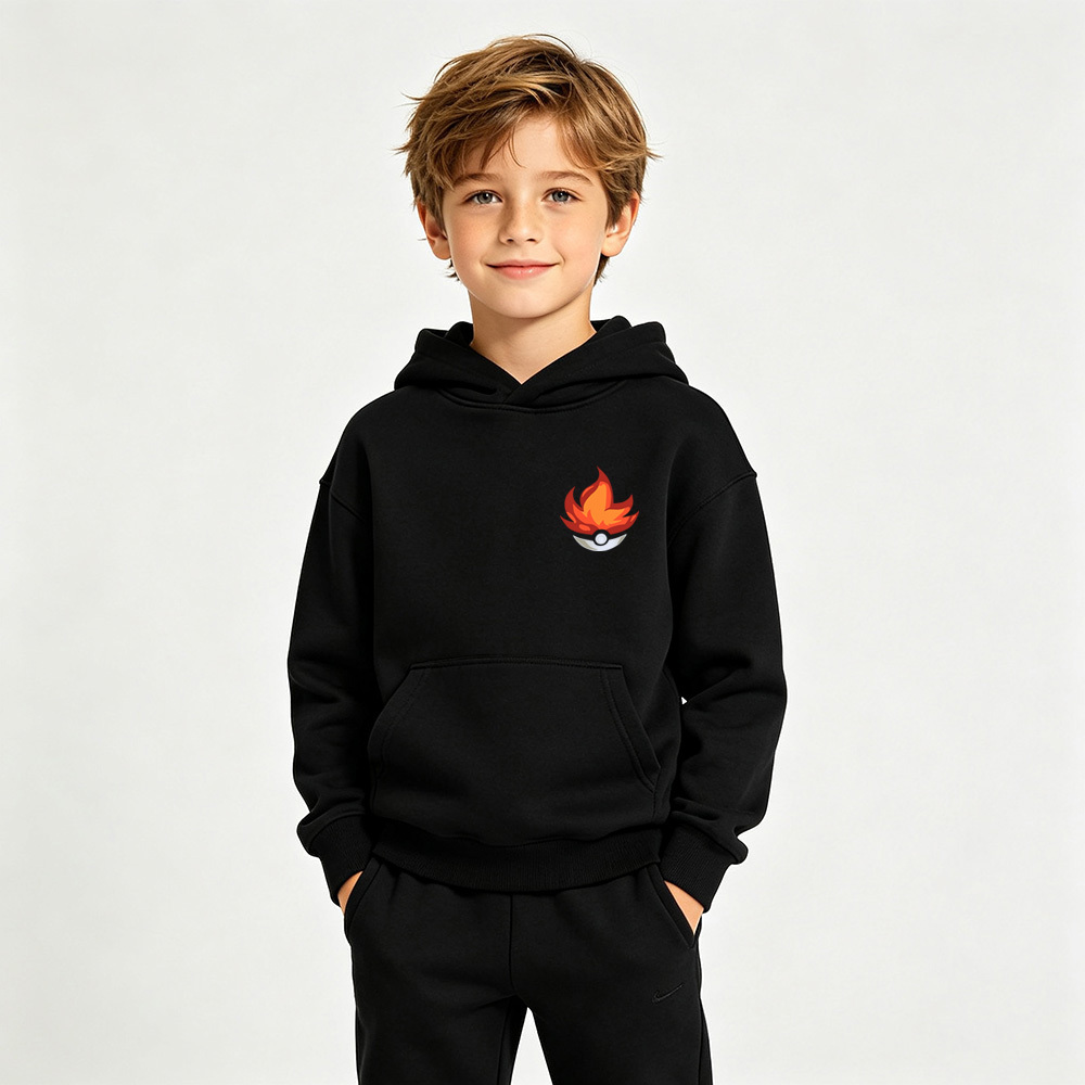 Pokémon Anime Graphic Hoodie for Infernape Kids Cartoon Print Cotton Tee