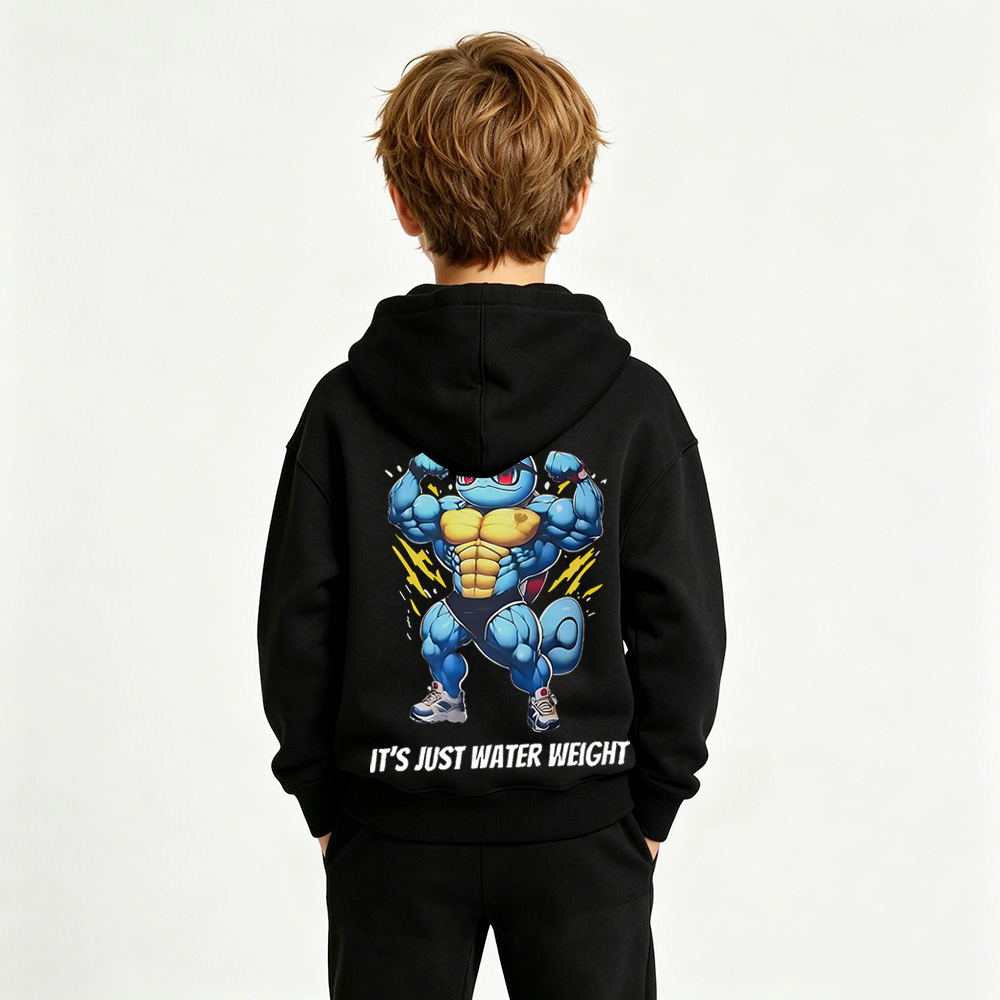 Pokémon Anime Graphic Hoodie for Squirtle Kids Cartoon Print Cotton Tee