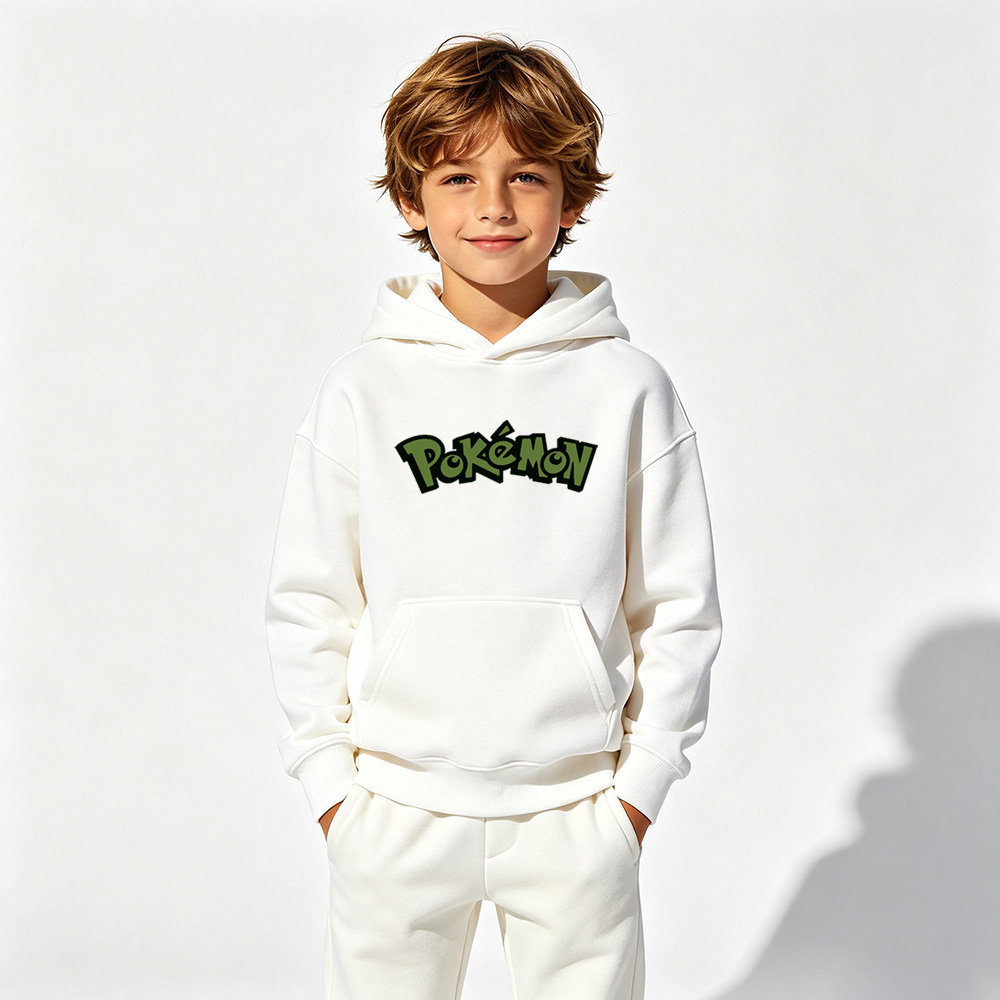 Pokémon Anime Graphic Hoodie for Kids Cartoon Print Cotton Tee