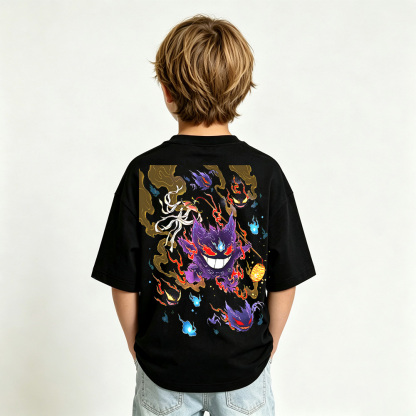 Pokémon Anime Graphic T-Shirt for Gengar Kids Cartoon Print Cotton Tee