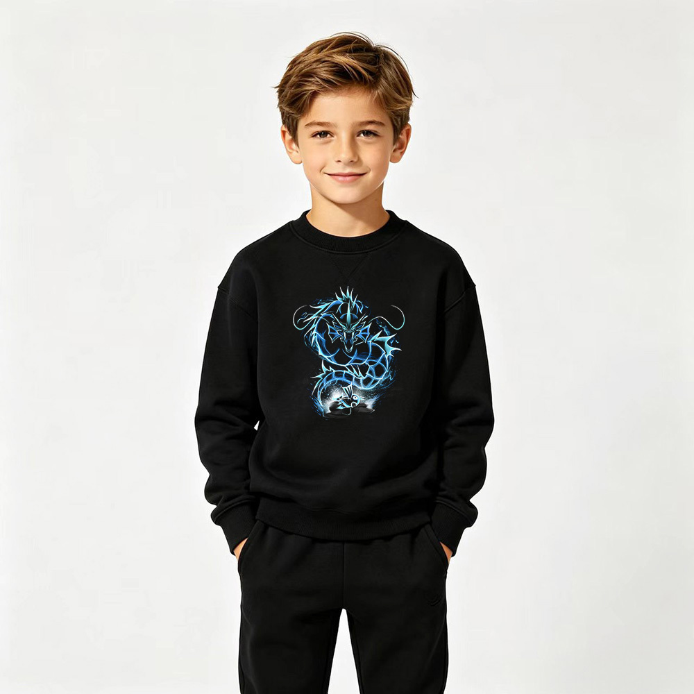 Pokémon Anime Graphic Crewneck Sweatshirt for Mega Charizard X Kids Cartoon Print Cotton Tee