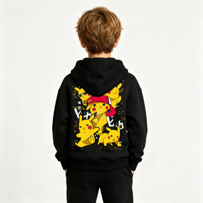 Pokémon Pikachu Anime Graphic Hoodie for Kids Cartoon Print Cotton Tee
