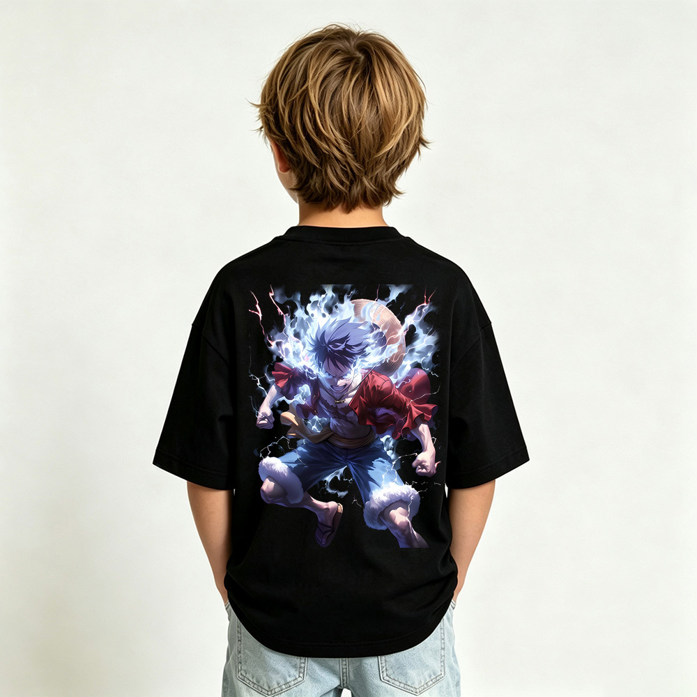 One Piece Anime Graphic T-Shirt for Gear 5 Luffy Kids Cartoon Print Cotton Tee