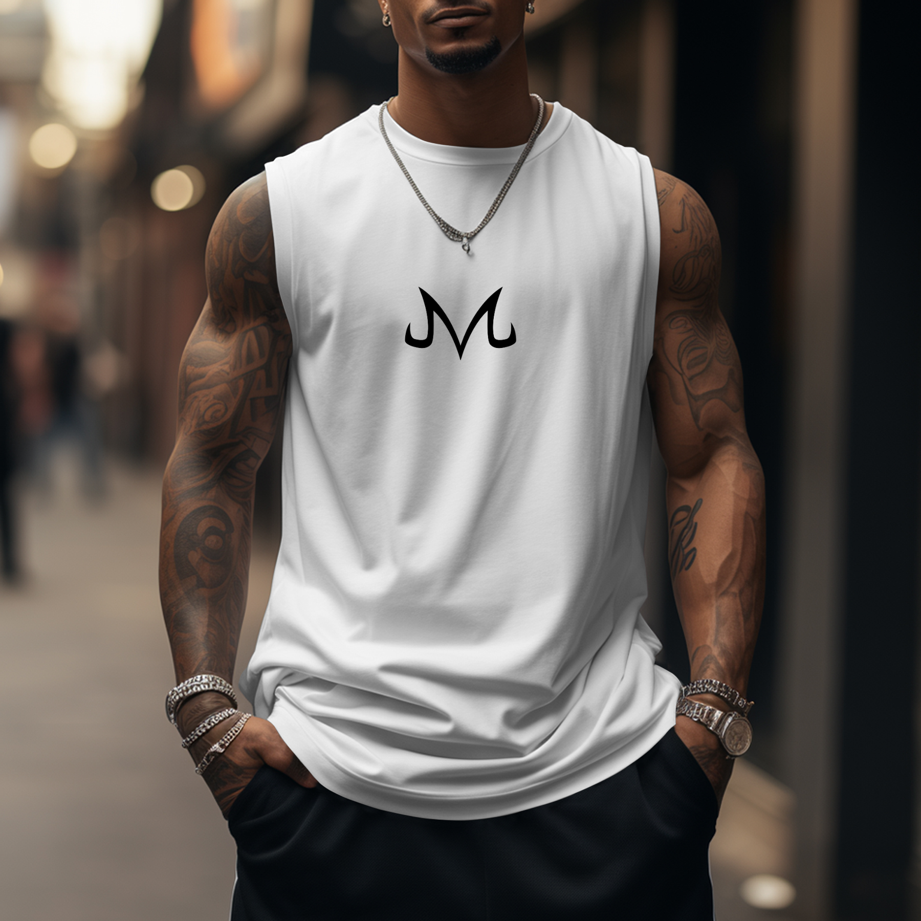 Oversized Simple Letter Anime Print Tank Top-AnimeClothe