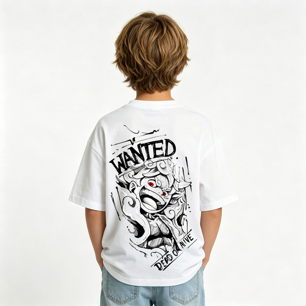 One Piece Anime Graphic T-Shirt for Gear 5 Luffy Kids Cartoon Print Cotton Tee