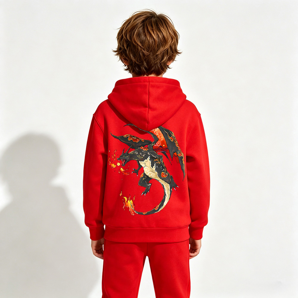 Pokémon Charizard Anime Graphic Hoodie for Kids Cartoon Print Cotton Tee