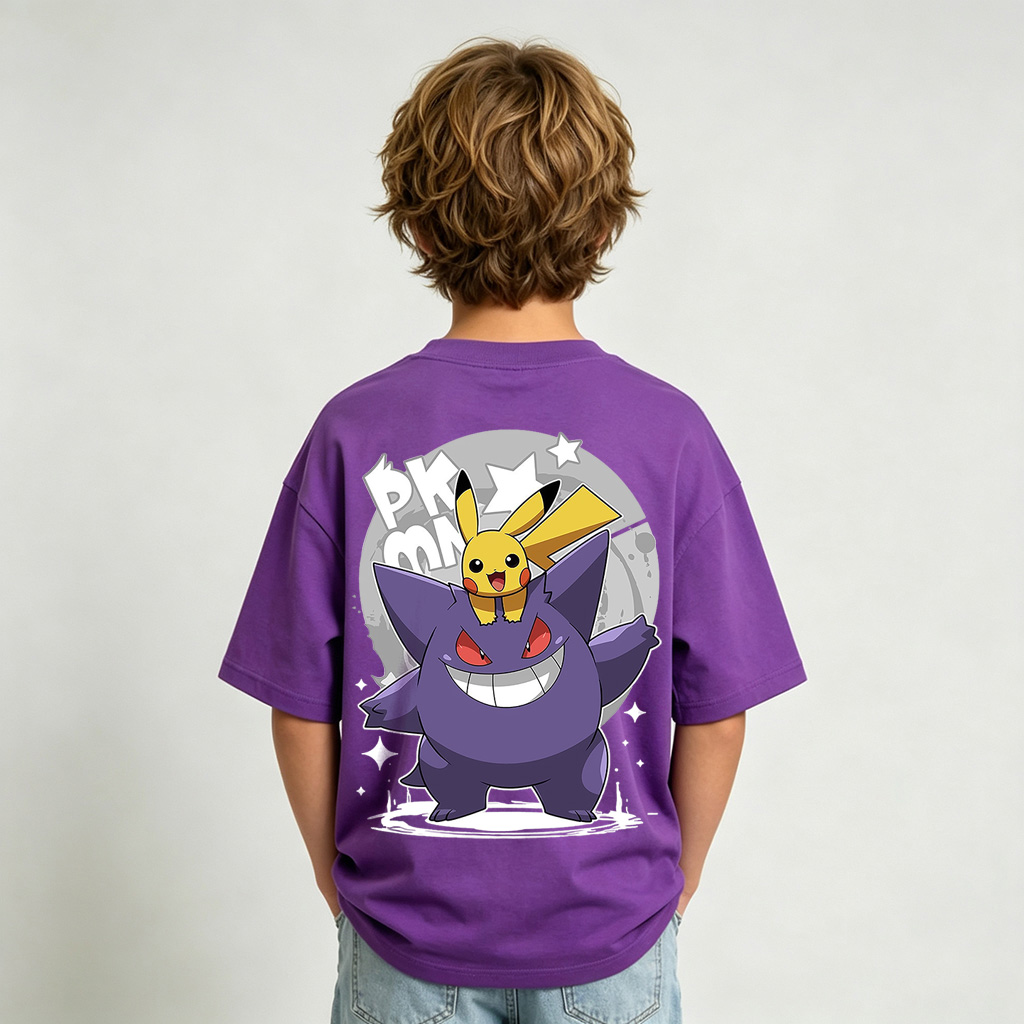 Pokémon Gengar Anime Graphic T-Shirt for Kids Cartoon Print Cotton Tee