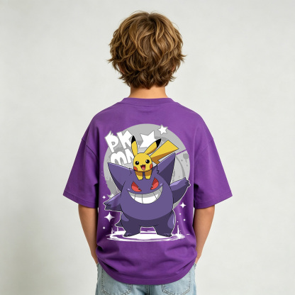 Pokémon Gengar Anime Graphic T-Shirt for Kids Cartoon Print Cotton Tee