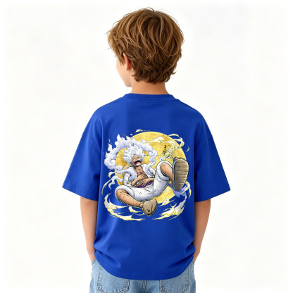 One Piece Gear 5 Luffy Anime Graphic T-Shirt for Kids Cartoon Print Cotton Tee
