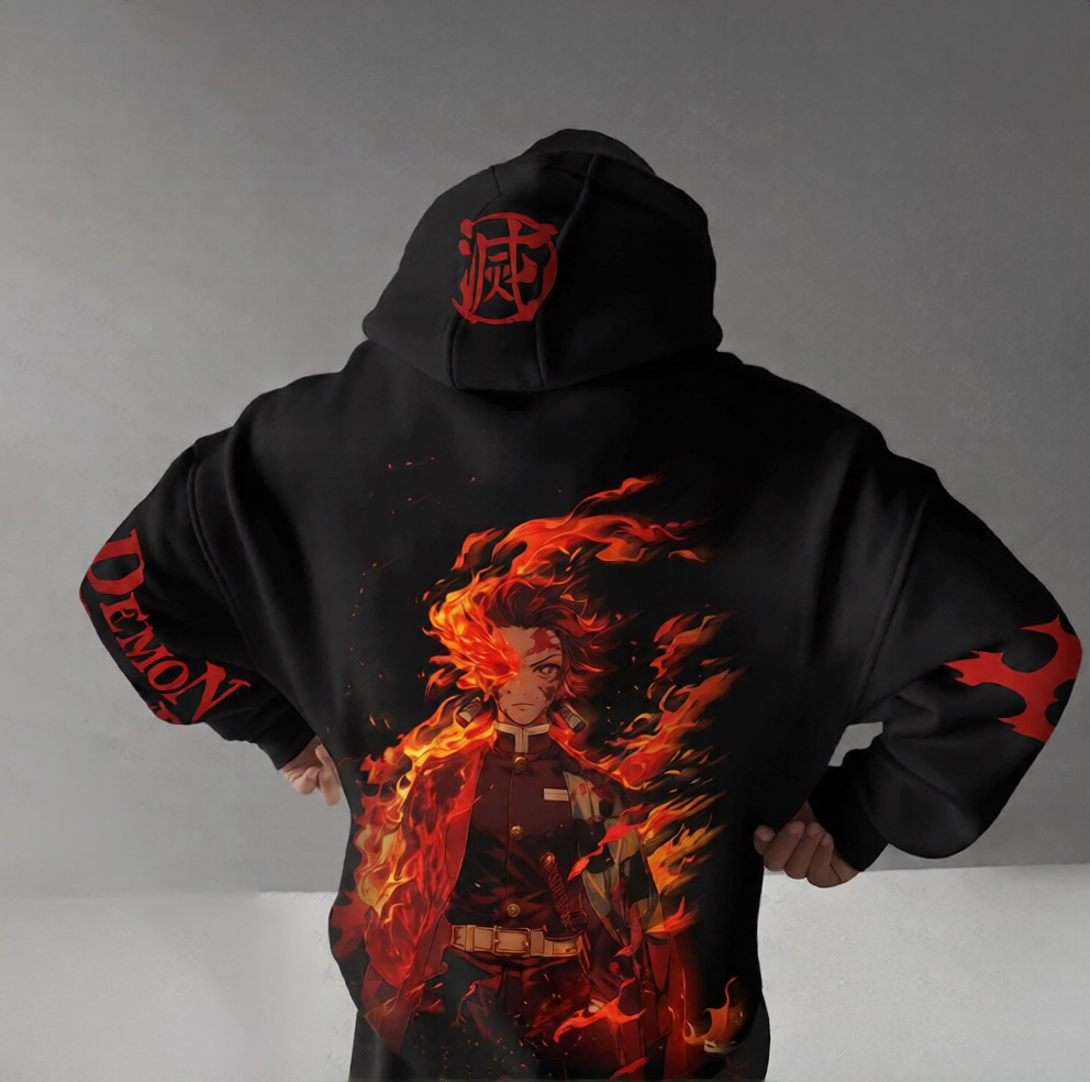 Unisex Demon Slayer Anime Graphic Streetwear Vintage Hoodie