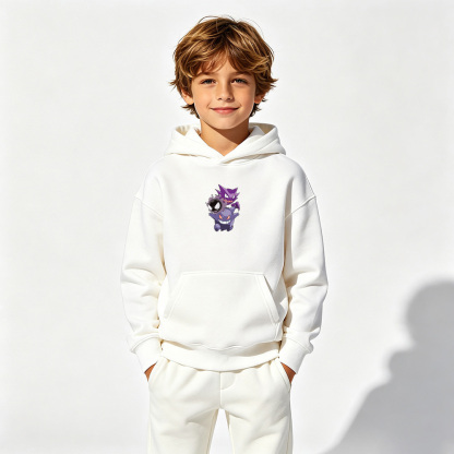Pokémon Anime Graphic Hoodie for Gengar Kids Cartoon Print Cotton Tee