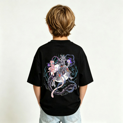 Pokémon Anime Graphic T-Shirt for Mewtwo Kids Cartoon Print Cotton Tee
