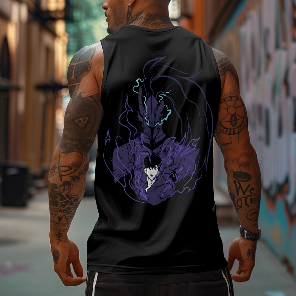 Oversized Anime Print Gym Tank Top-AnimeClothe