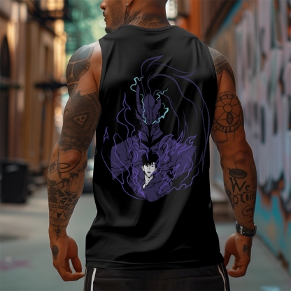 Oversized Anime Print Gym Tank Top-AnimeClothe