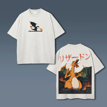 Unisex Anime Style Vintage Washed T-Shirt