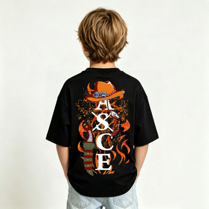 One Piece Anime Graphic T-Shirt for Ace Kids Cartoon Print Cotton Tee