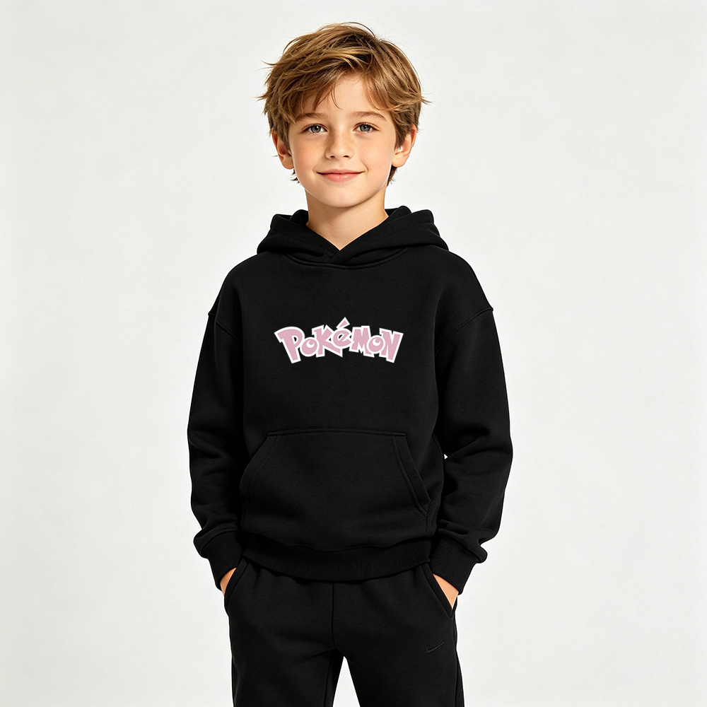 Pokémon Anime Graphic Hoodie for Eevee Kids Cartoon Print Cotton Tee