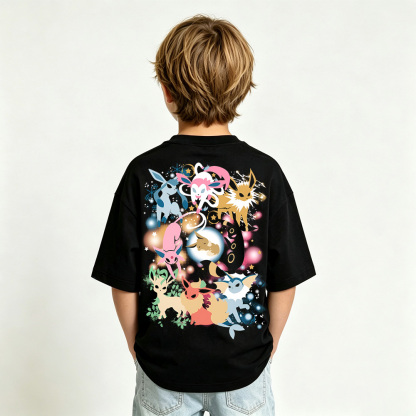 Pokémon Anime Graphic T-Shirt for Eevee Kids Cartoon Print Cotton Tee