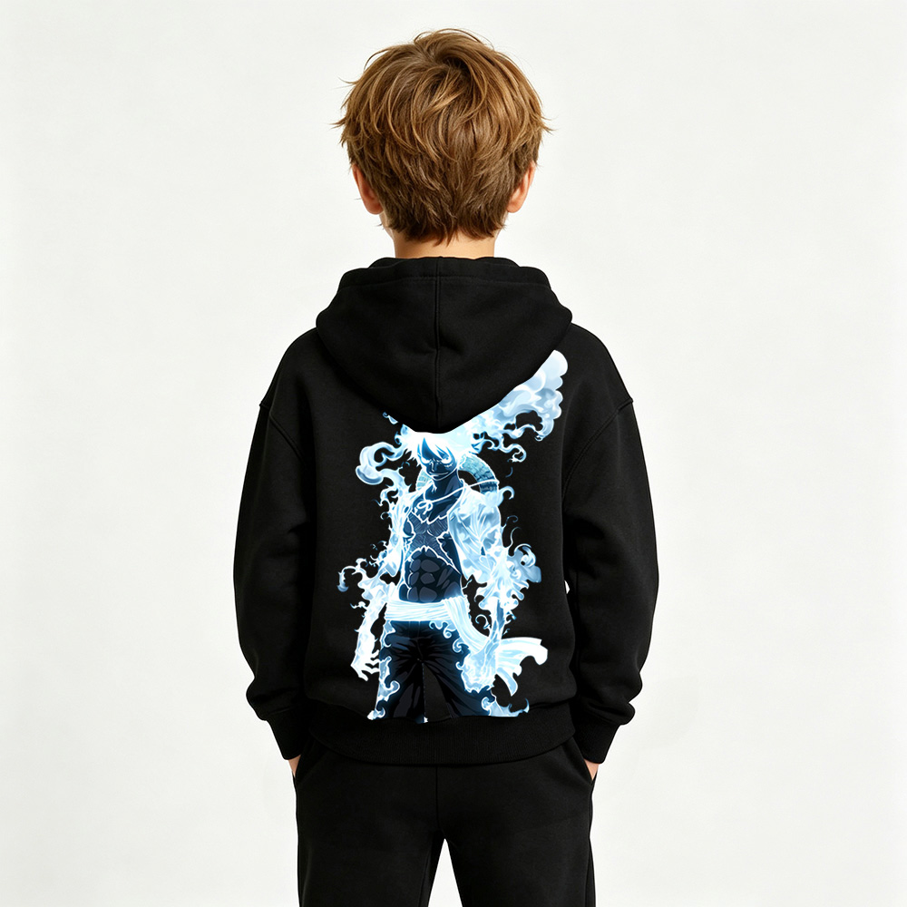 One Piece Anime Graphic Hoodie for Gear 5 Luffy Kids Cartoon Print Cotton Tee