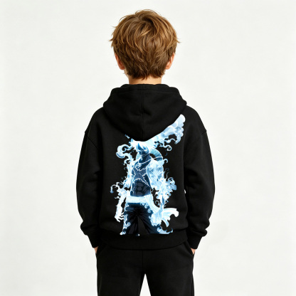One Piece Anime Graphic Hoodie for Gear 5 Luffy Kids Cartoon Print Cotton Tee