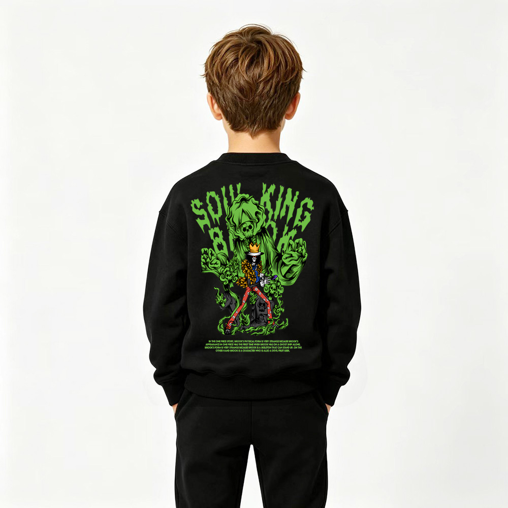One Piece Anime Graphic Crewneck Sweatshirt for Soul King Brook Kids Cartoon Print Cotton Tee