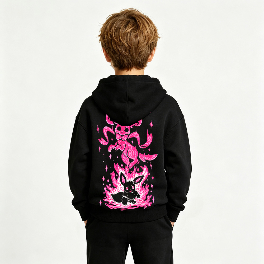 Pokémon Anime Graphic Hoodie for Eevee Kids Cartoon Print Cotton Tee