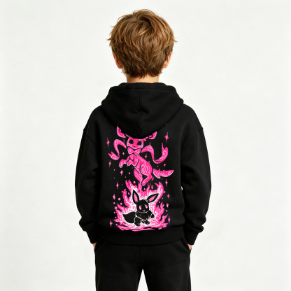 Pokémon Anime Graphic Hoodie for Eevee Kids Cartoon Print Cotton Tee