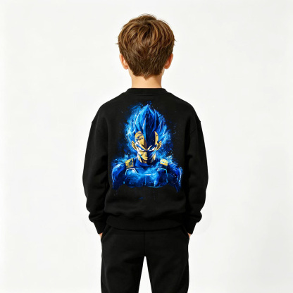 Dragon Ball Anime Graphic Crewneck Sweatshirt for Vegeta Kids Cartoon Print Cotton Tee