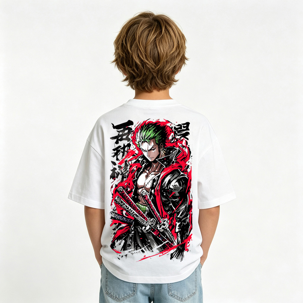 One Piece Anime Graphic T-Shirt for Zoro Kids Cartoon Print Cotton Tee