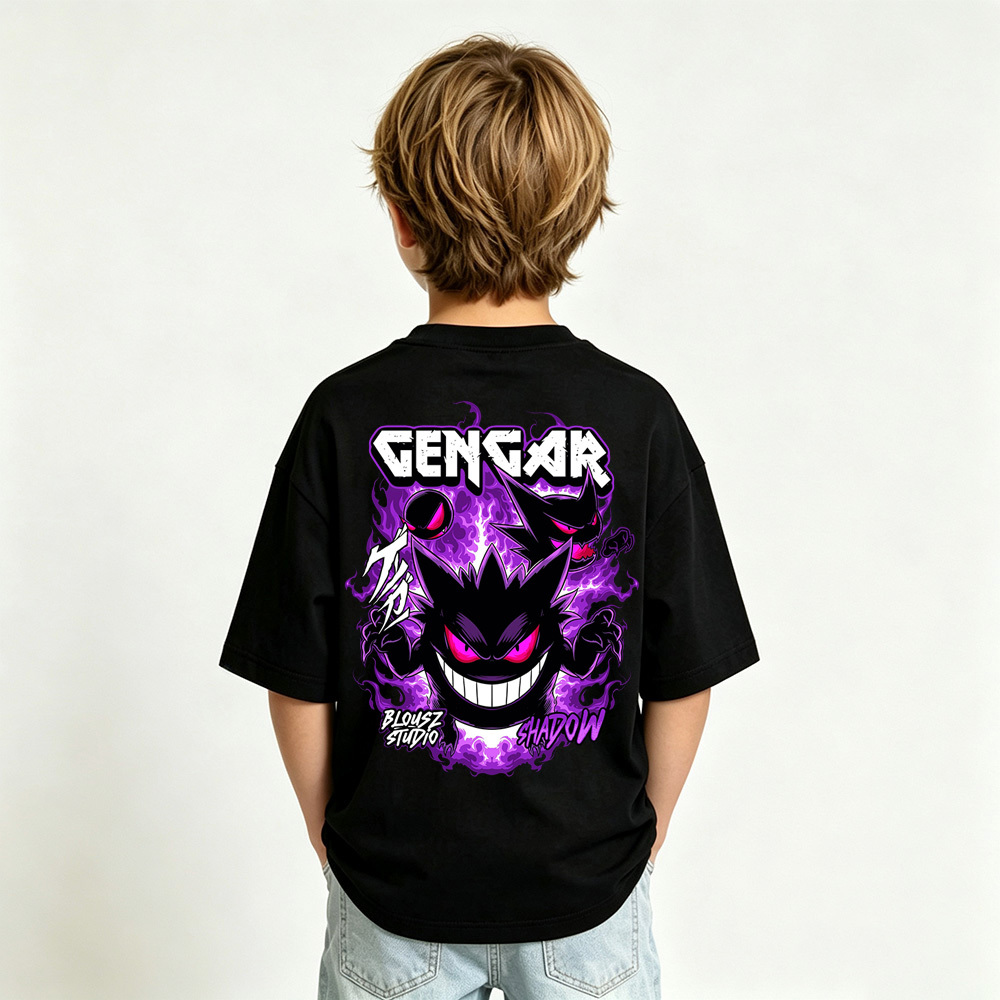 Pokémon Anime Graphic T-Shirt for Gengar Kids Cartoon Print Cotton Tee
