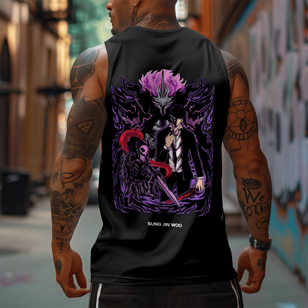 Oversized Anime Print Gym Tank Top-AnimeClothe